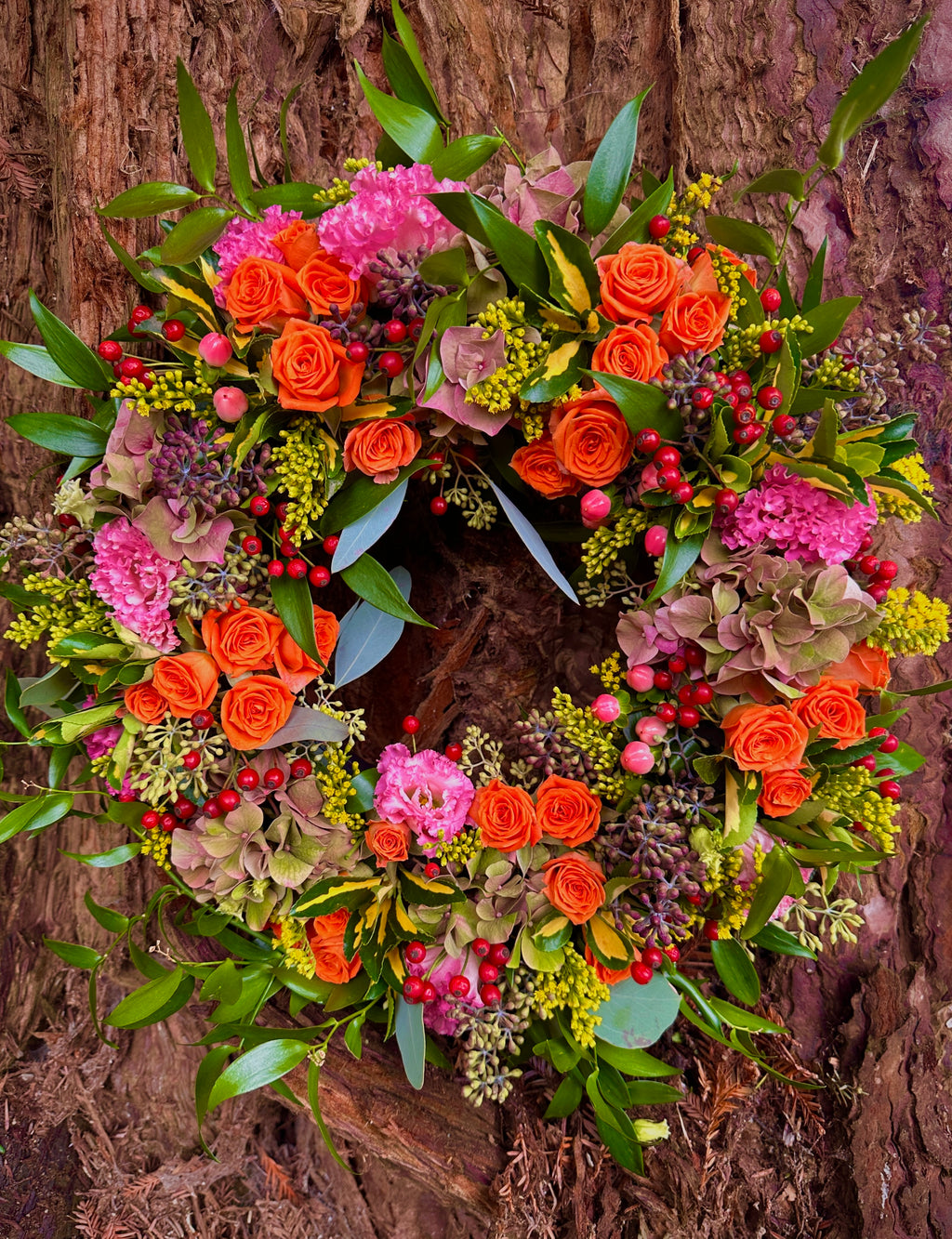 Sunset Grace - Orange, Pink and Yellow Wreath