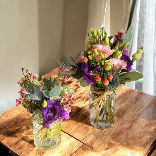 jars of fresh flowers