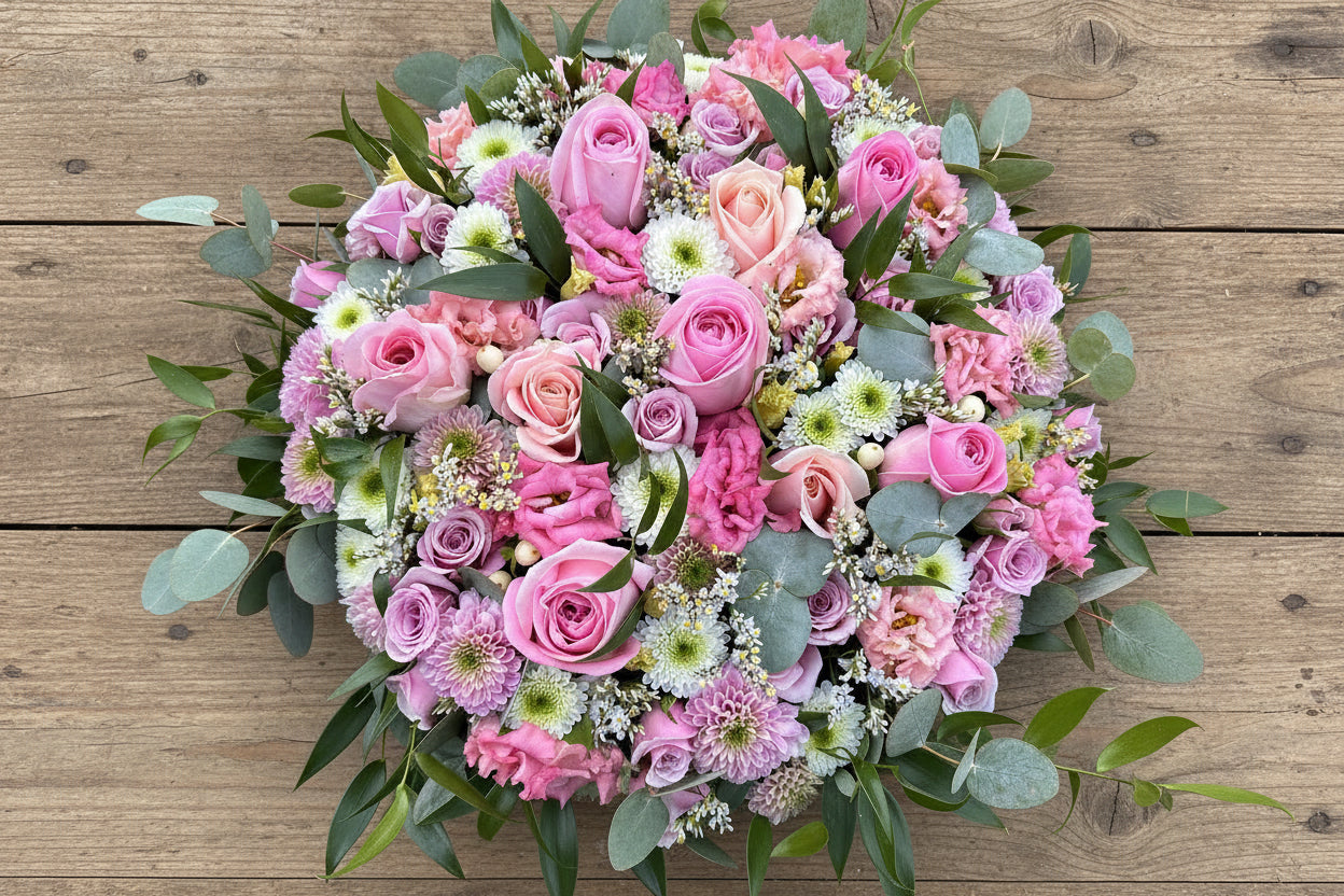 Pink and White Posy suitable for Funerals and remembrances 