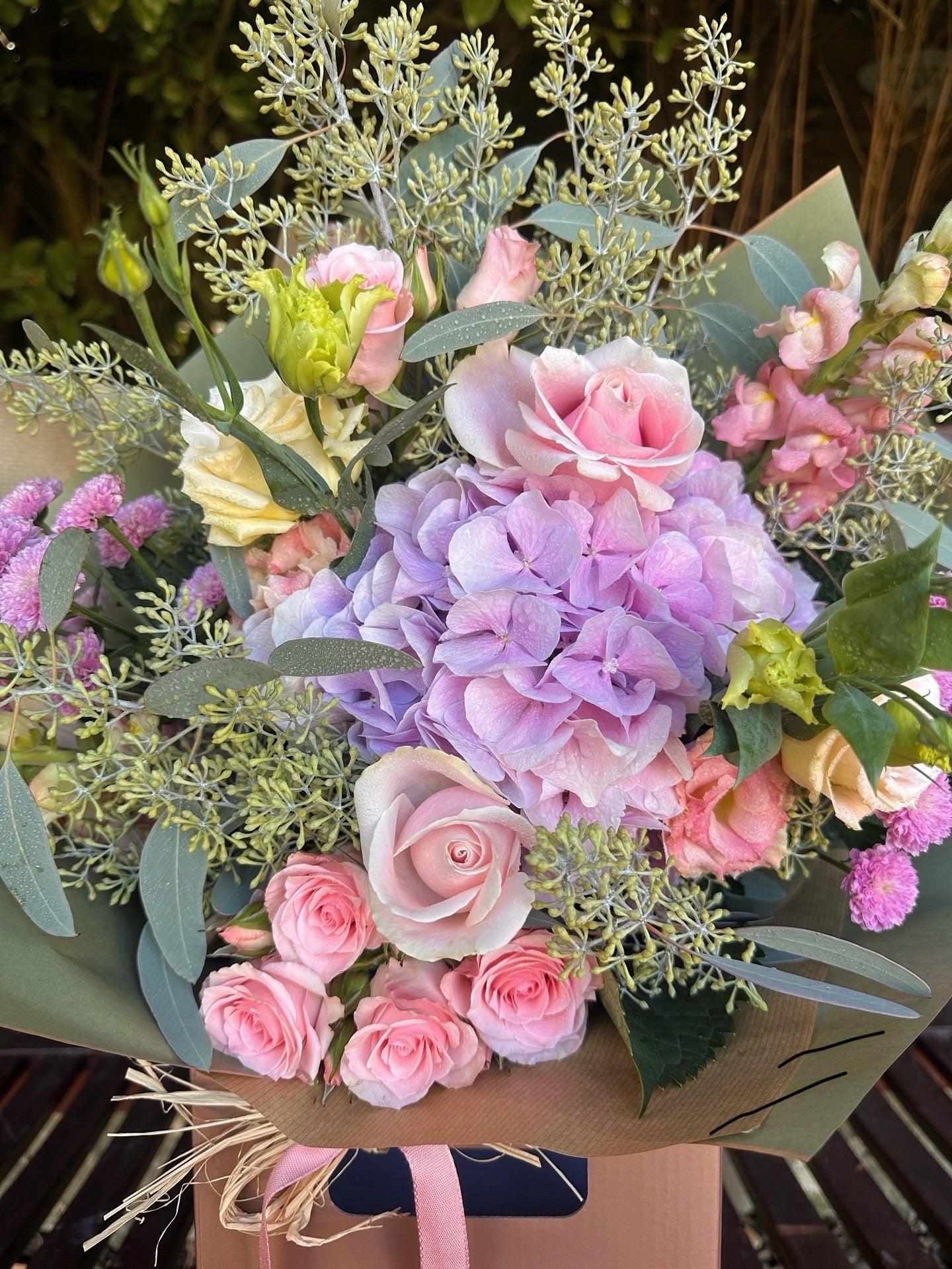 Floral bouquet with pink tones